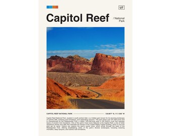 Capitol Reef National Park Poster, Utah Landscape Art (Digital Download)