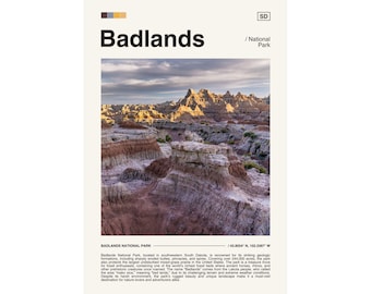 Süd Dakota Badlands Nationalpark Poster Landschaft Kunst (Digitaler Download)