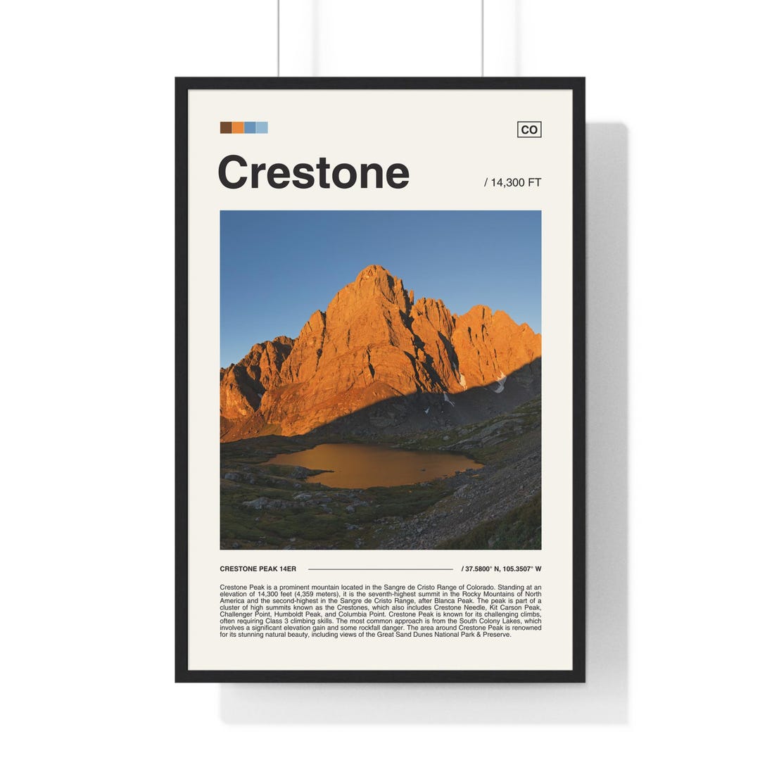 Crestone Peak Colorado 14er Poster, Rocky Mountain Art - Etsy