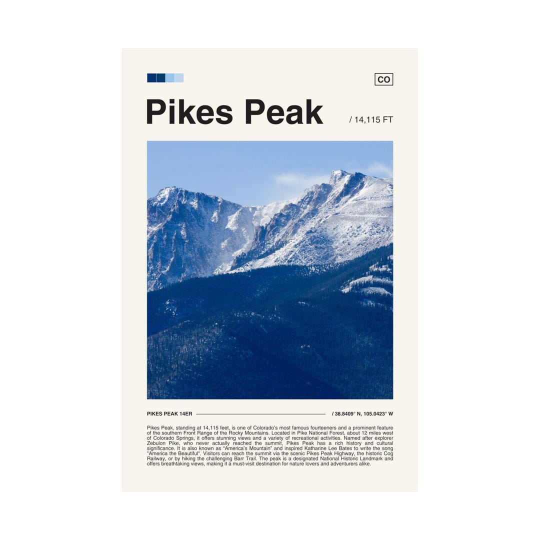Pikes Peak Colorado 14er Poster, Mountain Art (digital Download) - Etsy