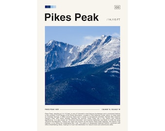 Pikes Peak Colorado 14er Poster, Berg Kunst (Digitaler Download)