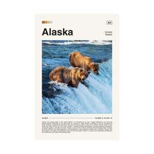 Póster de descarga digital de Alaska, descarga digital de Alaska, póster de descarga digital, póster de viaje, impresión de viaje, Alaska, póster del estado