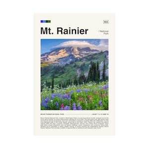 Affiche en téléchargement numérique du mont Rainier, téléchargement numérique du mont Rainier, parc national du mont Rainier, téléchargement numérique du parc national, mont Rainier