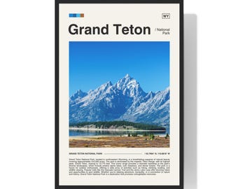 Grand Teton National Park Poster, Wyoming Landscape Art
