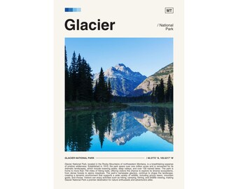 Glacier National Park Poster, Montana Landscape Art (Digital Download)
