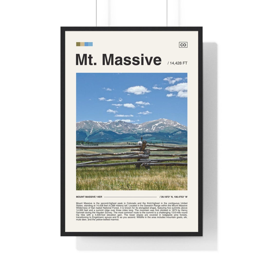 Mount Massive Colorado 14er Poster, Mountain Art Print - Etsy