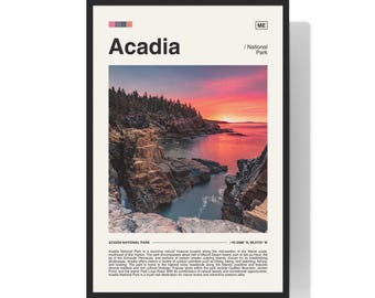 Acadia National Park Poster, Maine Coastal Art Print