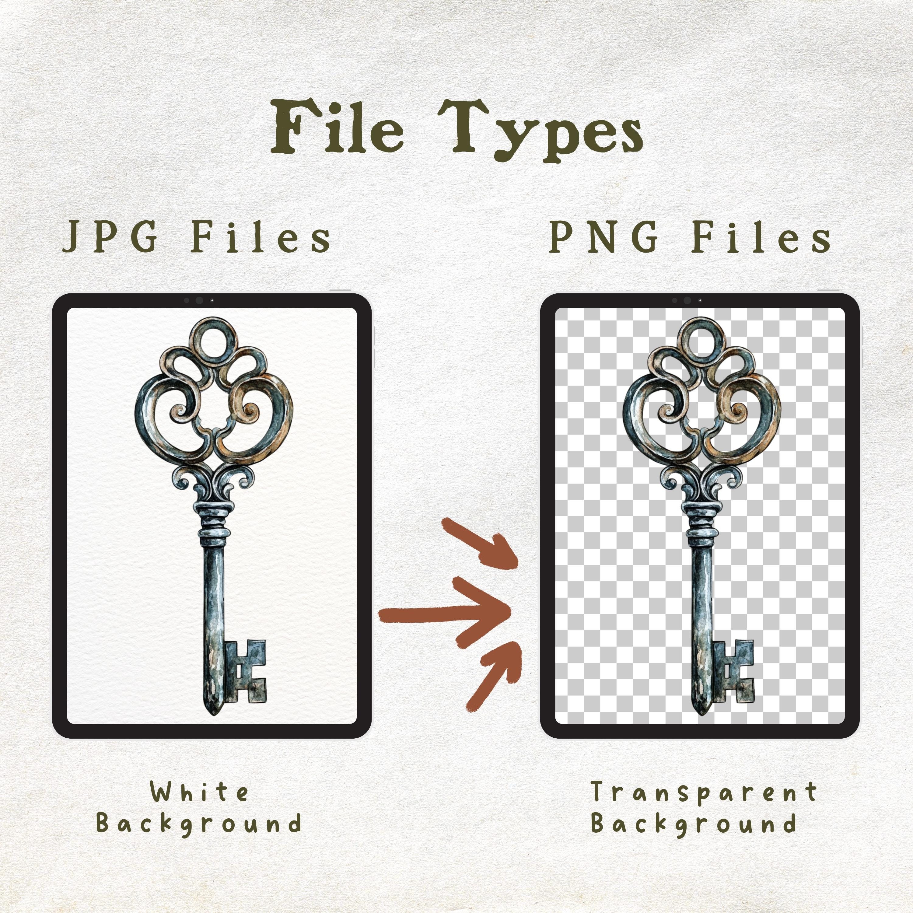 Vintage Keys - 11 Watercolor Clipart Set, Antique Key Illustration ...
