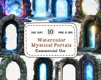 Watercolor Fantasy Portal Clipart – Mystical Gateway Illustration (PNG & JPG)