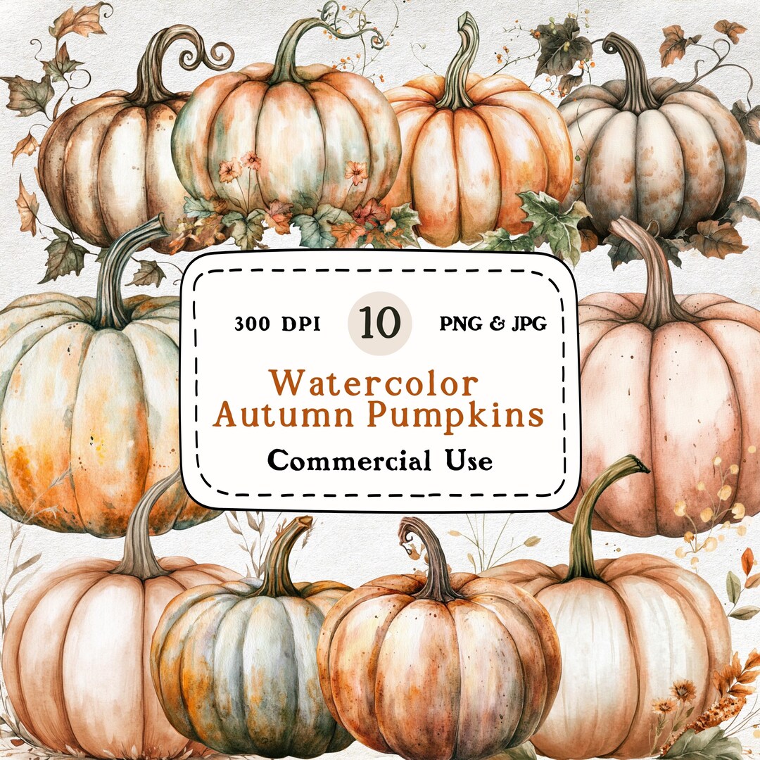 Watercolor Fall Pumpkin Clipart Set – Autumn Harvest (digital Download ...