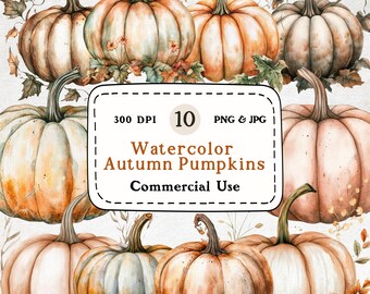 Watercolor Fall Pumpkin Clipart Set – Autumn Harvest (Digital Download)