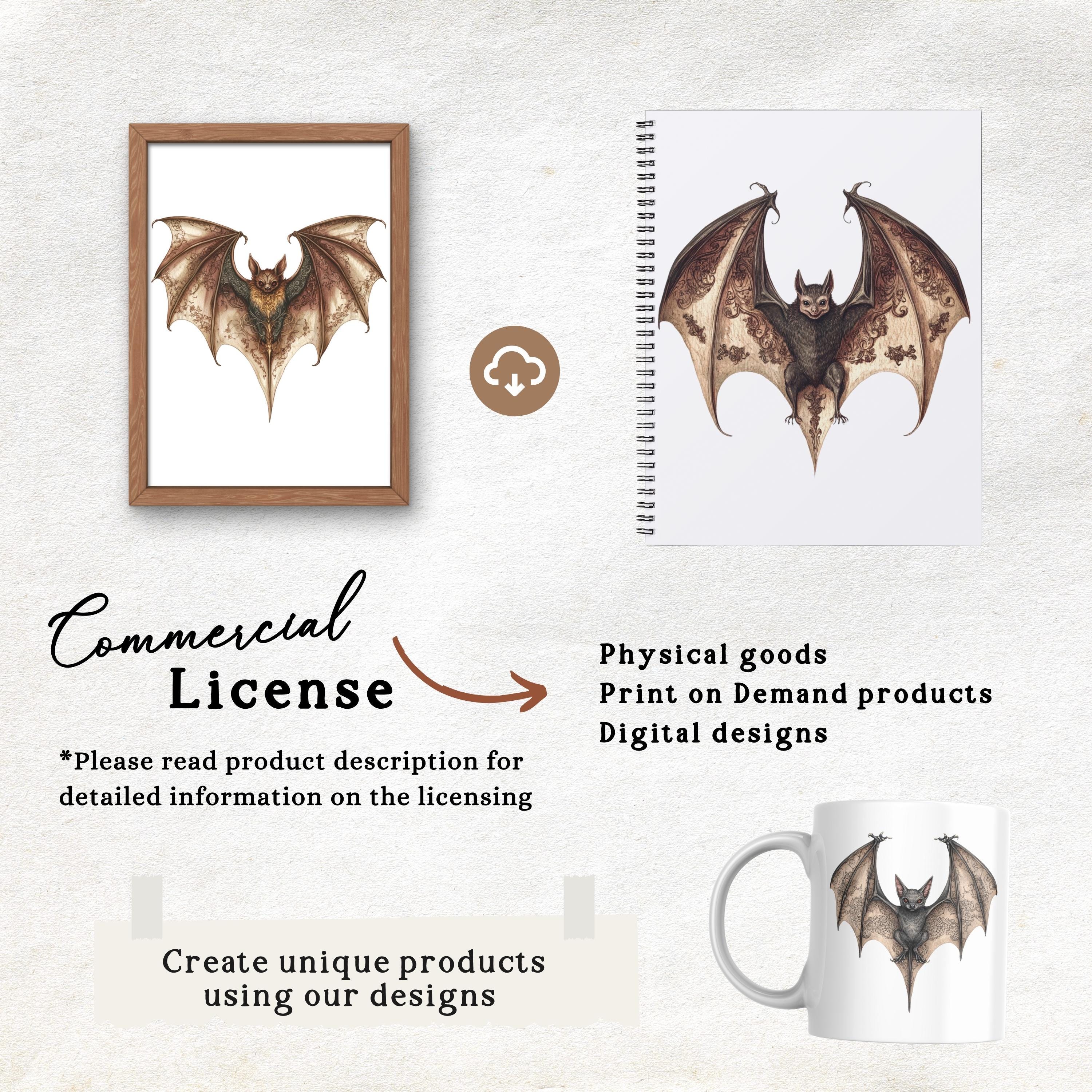 Magical Bats - 6 Watercolor Clipart Set, Bat Clipart, Whimsical, Animal ...