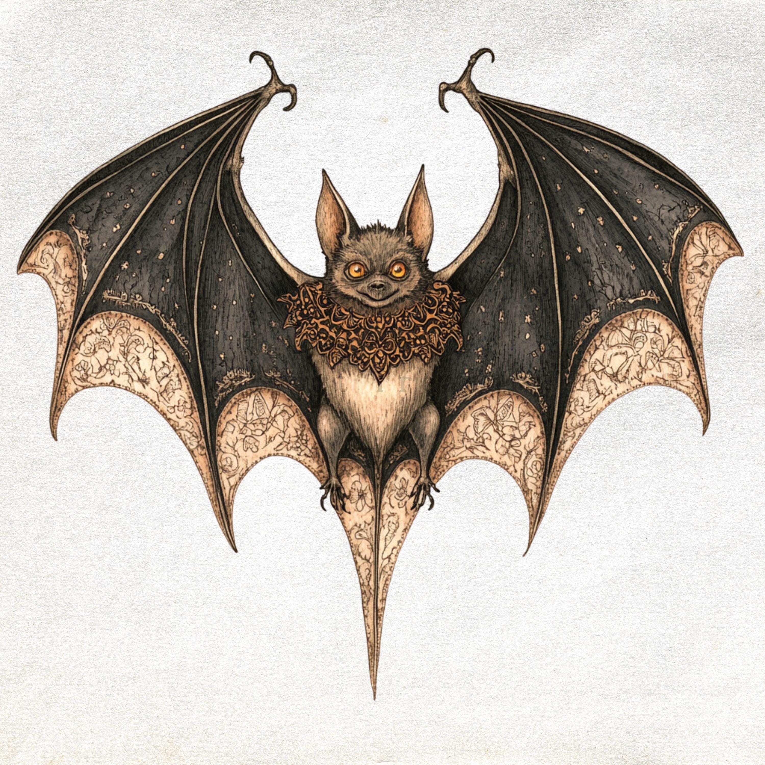 Magical Bats - 6 Watercolor Clipart Set, Bat Clipart, Whimsical, Animal ...