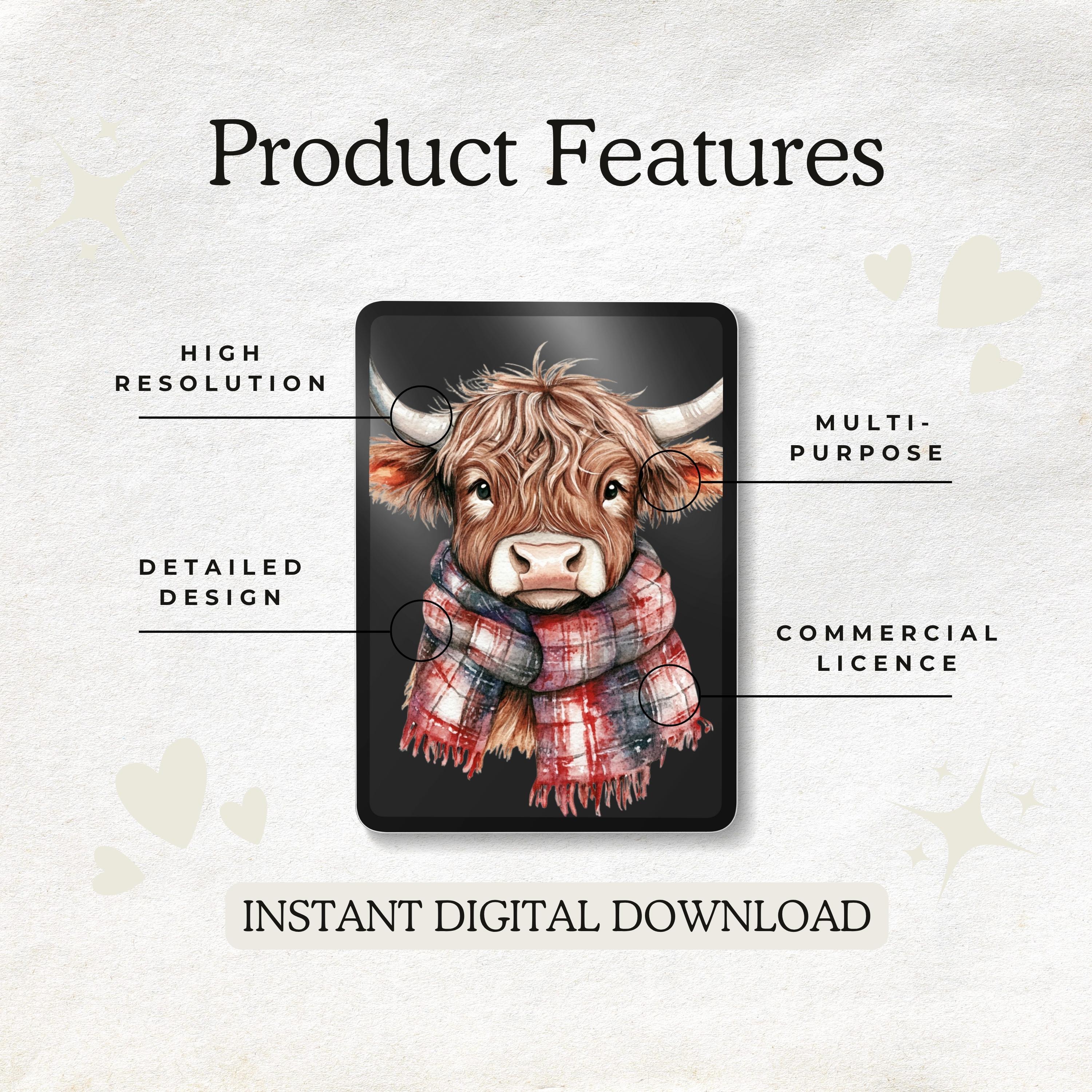 Watercolor Highland Cow Clipart Set – Cute Animal Illustrations ...