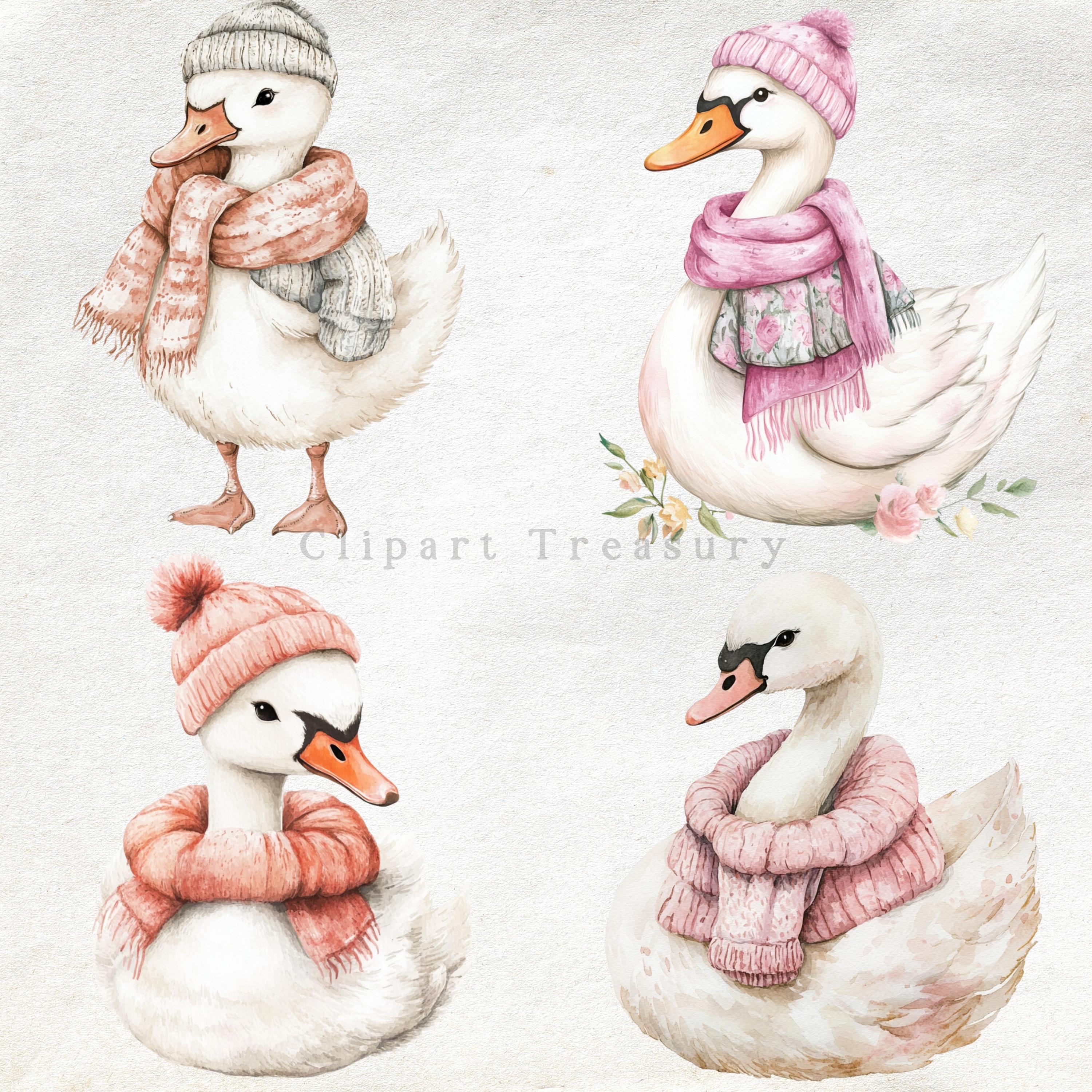 Watercolor Swan Clipart Set – Cute Animal Graphics (digital Download ...