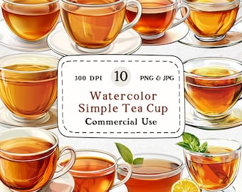 Ilustrações de xícaras de chá em aquarela – Ilustrações vintage de xícaras de chá (Download digital)