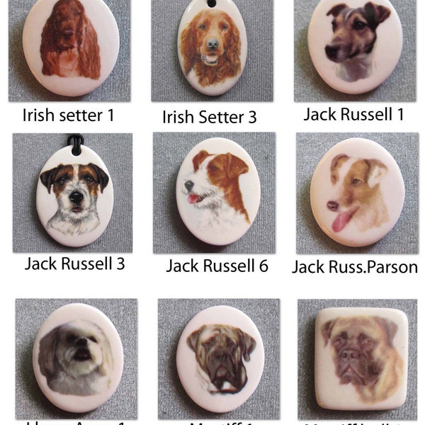 DOGS - PORCELAIN JEWELRY - created by Nicole - Irish Setter to Mastiff