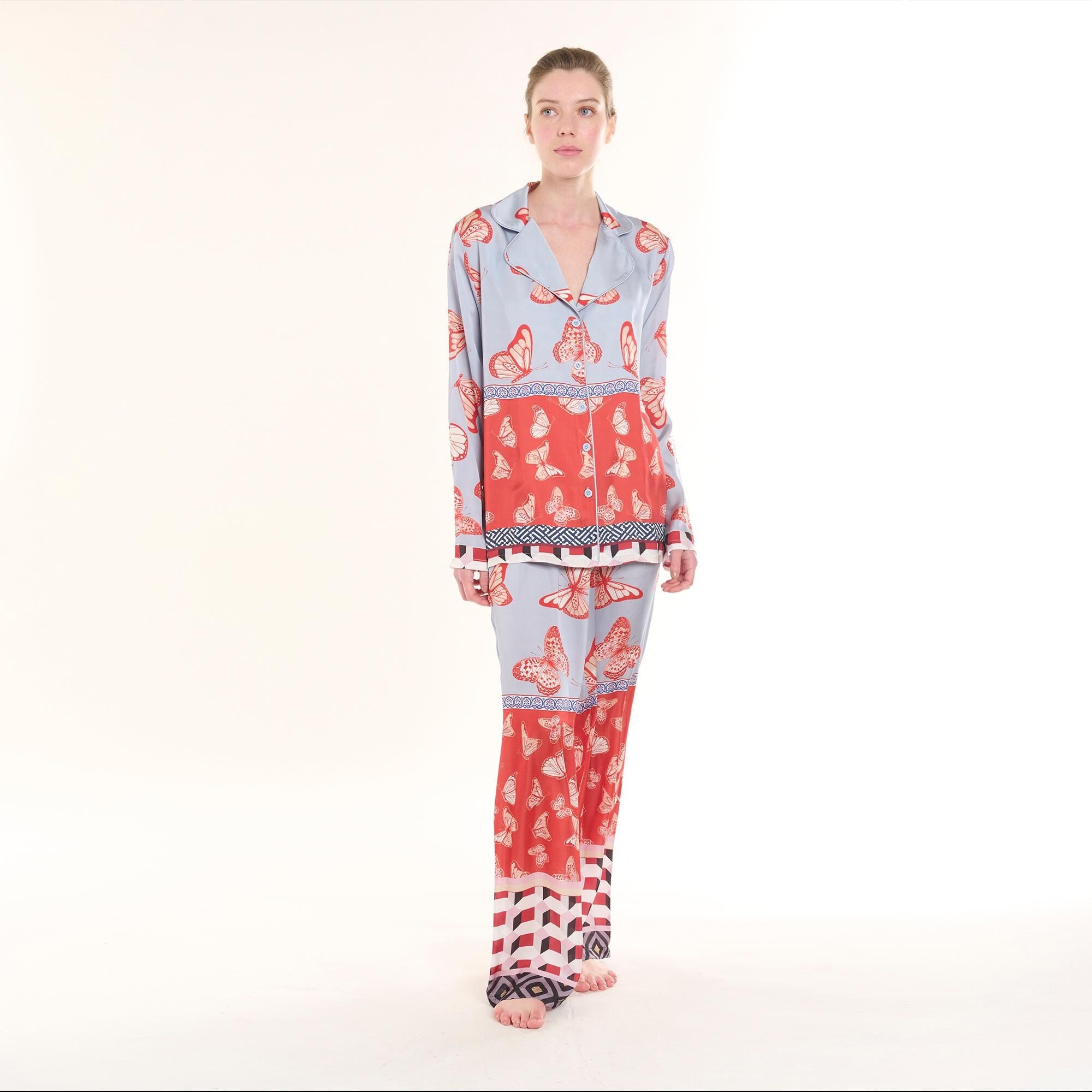 Aria - Satin Butterfly Pajama Set