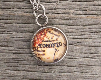 Vintage Toronto Map necklace
