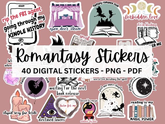 40 Romantasy Digital Stickers Bundle - Fantasy Romance Goodnotes Sticker Pack - Dark Romance Gift for Book Lovers Spicy Romance Smut Readers