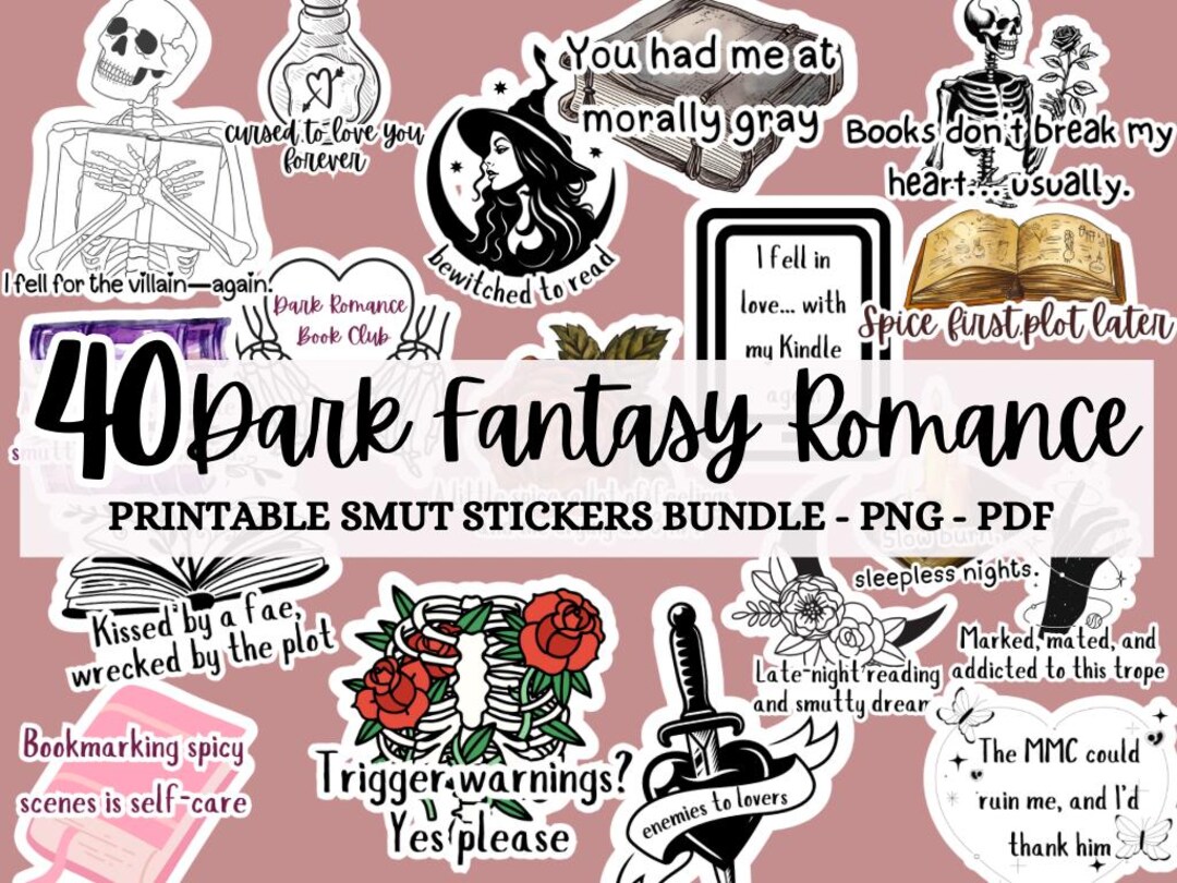 Fanfic Stickers 40 Dark Fantasy Romace Digital Stickers - Printable Smut Stickers ...