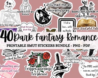 40 Dark Fantasy Romace Digital Stickers - Printable Smut Stickers - Booktok Goodnotes Stickers - Kindle Stickers - Romantasy Merch PNG PDF