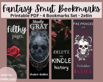 4 Digital Bookmarks | Fantasy Bookmark | Booktok Reading Accessories | Printable Bookmarks for Smut Reader | Smut Bookmark PDF Download