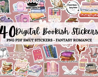 40 Fantasy Romance Digital Stickers - Romantasy Bookish Stickers Instant Download - Goodnotes Stickers - Kindle Stickers - Smut Stickers