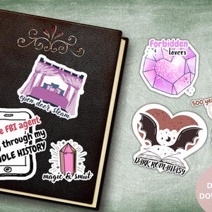 40 Romantasy Digital Stickers Bundle - Fantasy Romance Goodnotes Sticker Pack - Dark Romance Gift for Book Lovers Spicy Romance Smut Readers image 4