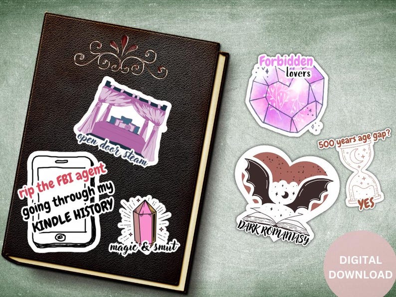 40 Romantasy Digital Stickers Bundle - Fantasy Romance Goodnotes Sticker Pack - Dark Romance Gift for Book Lovers Spicy Romance Smut Readers image 4