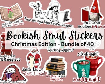 Paquete de 40 pegatinas navideñas de libros / Hojas de pegatinas imprimibles digitales para amantes de los libros / Descarga instantánea / PNG, PDF, compatible con Goodnotes