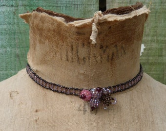 Promenade  handmade floral beadwork chocker necklace