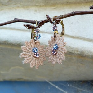 SALMON LACE French Handmade romantic earrings image 3