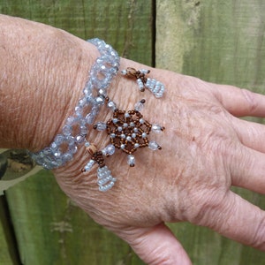 Folk handmade soft blue glass beadwork bracelet Made in France image 1