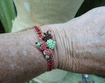 Promenade  handmade floral beadwork bracelet