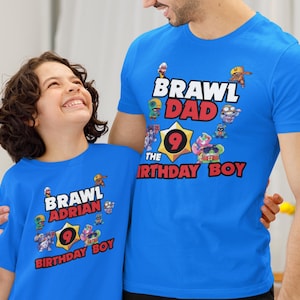 Bijpassend shirt voor verjaardag Brawl Stars, T-shirt verjaardagscadeau, Brawl Stars aangepaste groepssweater, Brawl Stars jouw tekst, bijpassende T-shirt familie.