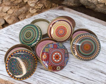 Mandala Design Tin Box: Olive Oil Soap, Metal Storage Organizer