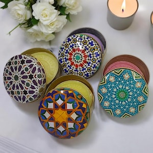 Mandala Tin Box with Olive Oil Soap: Authentic Tile Pattern