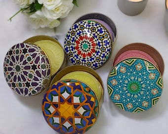 Mandala Tin Box with Olive Oil Soap: Authentic Tile Pattern