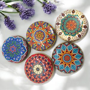 Mandala Design Tin Box: Metal Storage Organizer with Olive Oil Soap
