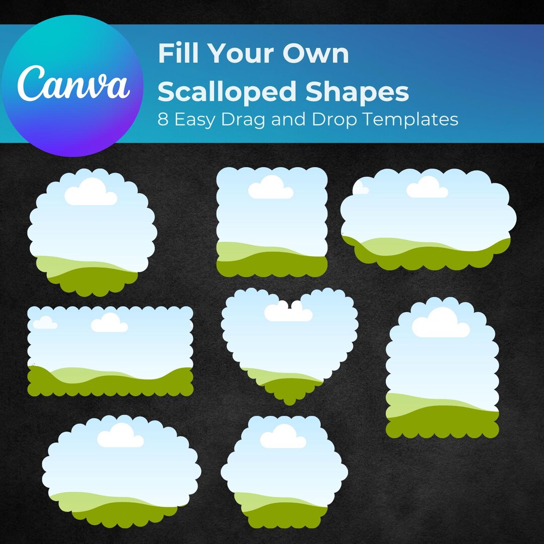 Canva Frames Templates: Scalloped Shapes, Drag & Drop Photo (digital ...