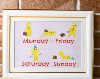 Working Week Printable | Work Humor Wall Art | Office Worker Gift | (Digital Download)