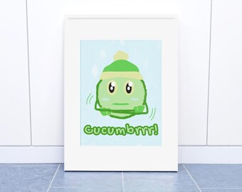 Cucumbrrr! Printable Wall Art | Funny Winter Kitchen Decor | Quirky Vegetable Print (Digital Download)