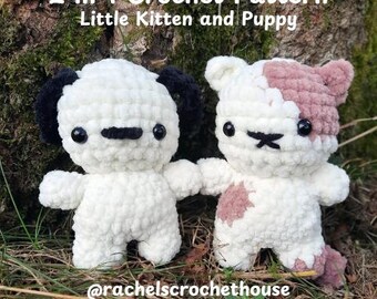 2 in 1 Kitten and Puppy Crochet Pattern | Cat and Dog Amigurumi Plushie Pattern PDF