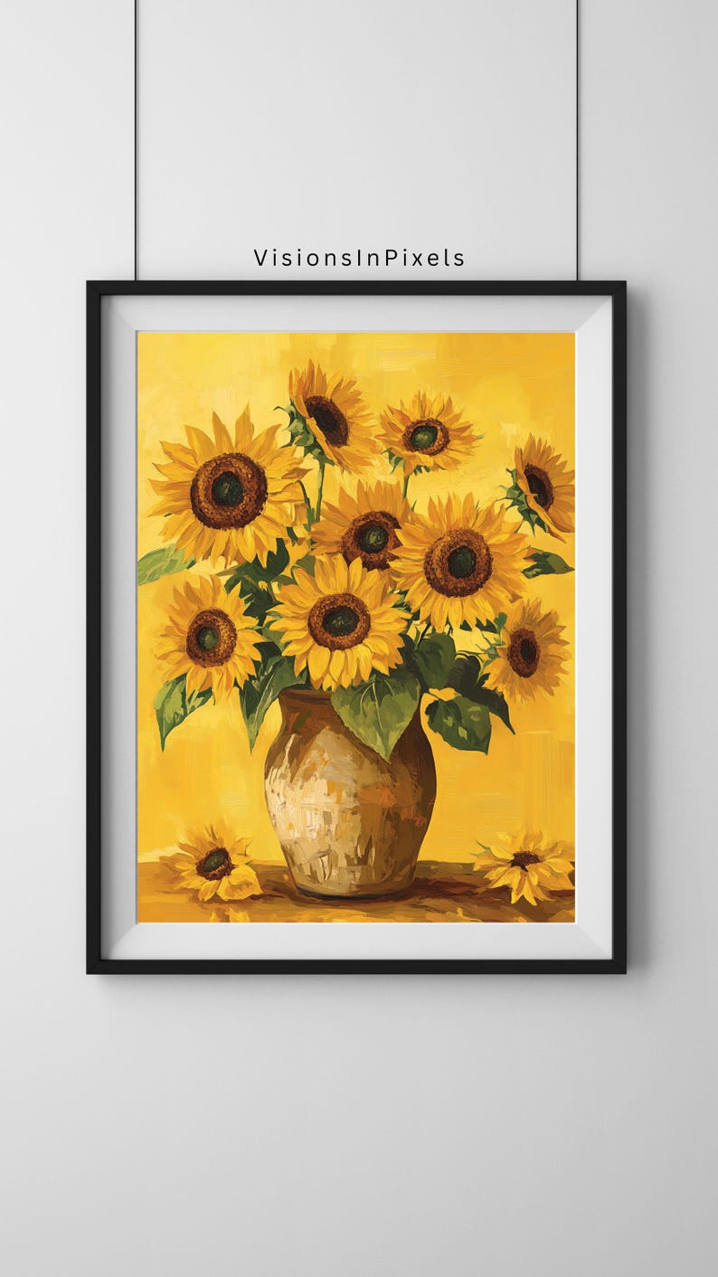 Sunflowers in a Rustic Vase | Country Floral Art | Digital Print #037 ...
