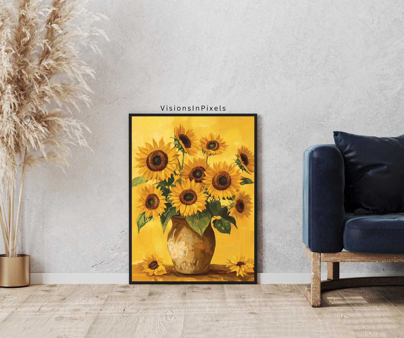 Sunflowers in a Rustic Vase | Country Floral Art | Digital Print #037 ...