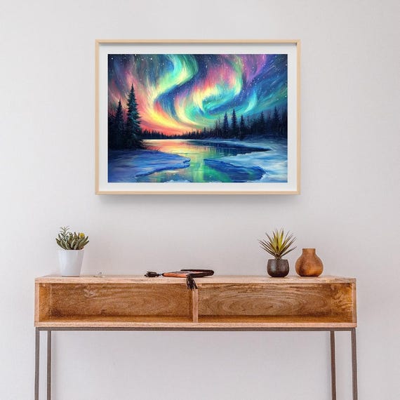 現代アート「イナリ湖の逆さオーロラ」（未来絵画） m78049737737_1.jpg?1744468091