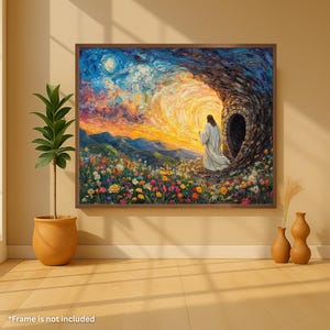 Vibrant Dawn Resurrection of Christ Canvas Print | Christian Easter Wall Art | Sacred Religious Decor
