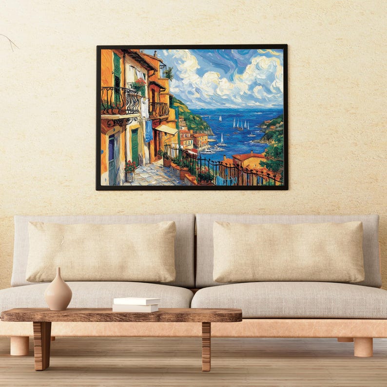 Italian Coastal Village Life | Mediterranean Harbor Art | Digital Print ...
