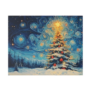 Christmas Tree in a Snowy Forest | Festive Nature Art | Canvas Print 0.75&quot;